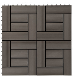 Carreau de terrasse 11 pcs WPC 30 x 30 cm 1 m² Marron foncé