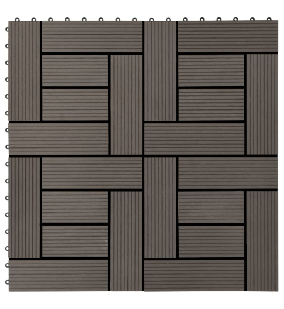 Carreau de terrasse 11 pcs WPC 30 x 30 cm 1 m² Marron foncé