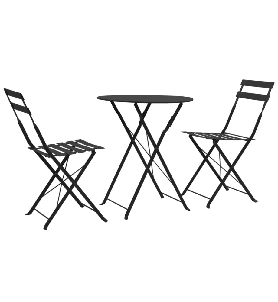 Mobilier de bistro 3 pcs Acier Noir