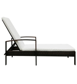 Chaise longue avec coussin Résine tressée Marron