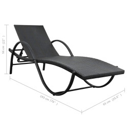 Chaise longue avec coussin et table Résine tressée Noir