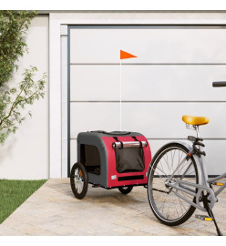 Remorque de vélo pour chien rouge et gris tissu oxford et fer