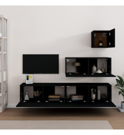 Ensemble de meubles TV 4 pcs Noir Bois d'ingénierie