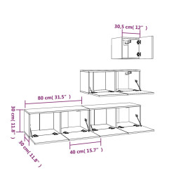 Ensemble de meubles TV 4 pcs Noir Bois d'ingénierie