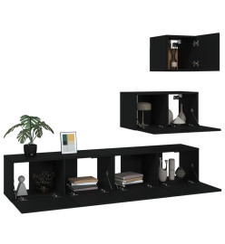 Ensemble de meubles TV 4 pcs Noir Bois d'ingénierie