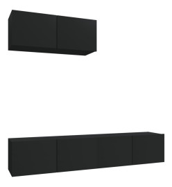 Ensemble de meubles TV 3 pcs Noir Bois d'ingénierie