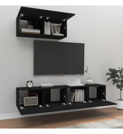 Ensemble de meubles TV 3 pcs Noir Bois d'ingénierie