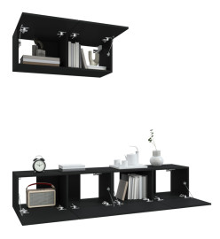 Ensemble de meubles TV 3 pcs Noir Bois d'ingénierie