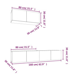 Ensemble de meubles TV 3 pcs Noir Bois d'ingénierie