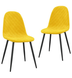 Chaises à manger lot de 2 Jaune moutarde Velours