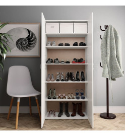 Armoire à chaussures Blanc 80 x 35,5 x 180 cm Bois d'ingénierie