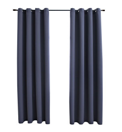 Rideaux occultants avec anneaux Métal 2pcs Anthracite 140x175cm