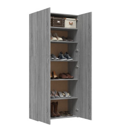 Armoire à chaussures Sonoma gris 80x35,5x180 cm Bois ingénierie