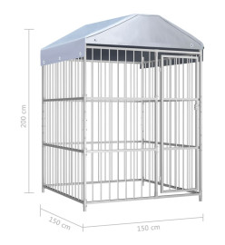 Chenil d'extérieur avec toit pour chiens 150x150x200 cm