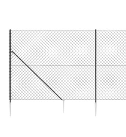 Clôture à mailles losangées avec ancrage anthracite 1,8x10 m