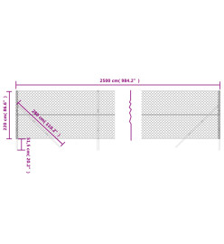 Clôture à mailles losangées anthracite 2,2x25 m