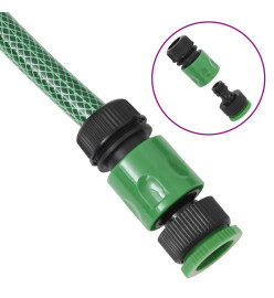 Tuyau d'arrosage avec jeu de raccords vert 0,6" 100 m PVC