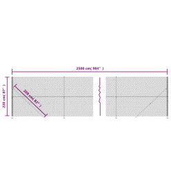 Clôture à mailles losangées avec bride anthracite 2,2x25 m