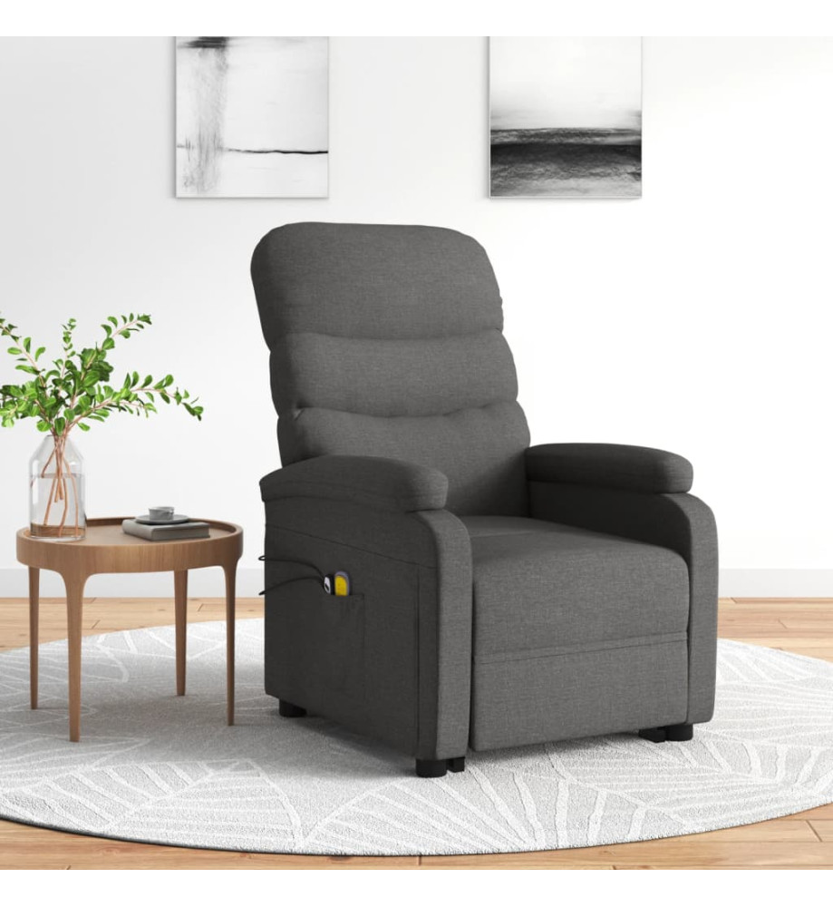 Fauteuil de massage inclinable Gris foncé Tissu