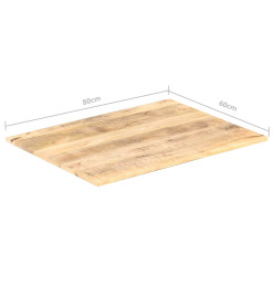 Dessus de table Bois de manguier solide 15-16 mm 80x60 cm