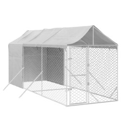 Chenil d'extérieur pour chiens avec toit argenté 2x6x2,5 m