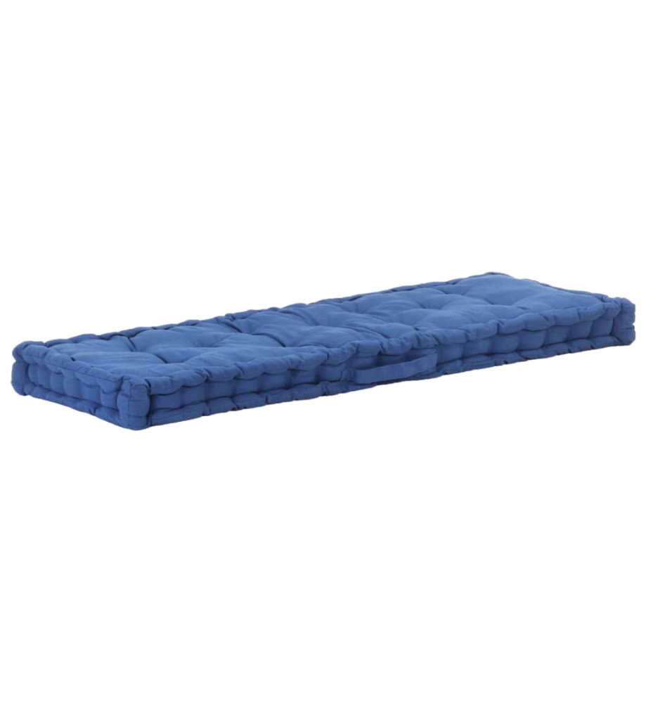 Coussin de plancher de palette Coton 120x40x7 cm Bleu clair