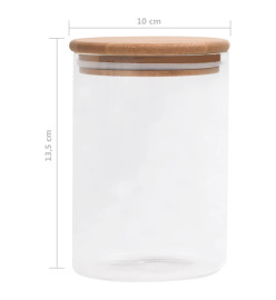 Pots de conservation en verre couvercle en bambou 4 pcs 800 ml