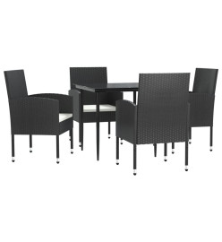 Ensemble à manger de jardin 5 pcs noir résine tressée et acier