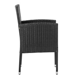 Ensemble à manger de jardin 7 pcs noir résine tressée et acier