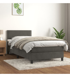 Lit à sommier tapissier et matelas Gris foncé 90x200 cm Velours