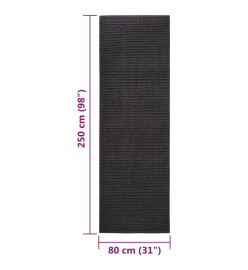 Tapis en sisal pour griffoir noir 80x250 cm