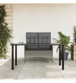 Mobilier à dîner de jardin et coussins 2 pcs gris rotin