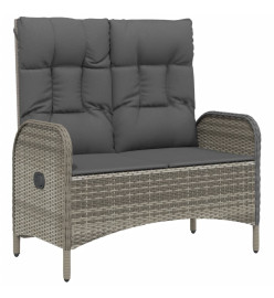 Mobilier à dîner de jardin et coussins 2 pcs gris rotin