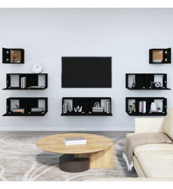 Ensemble de meubles TV 7 pcs Noir Bois d'ingénierie