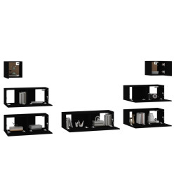 Ensemble de meubles TV 7 pcs Noir Bois d'ingénierie