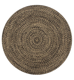 Tapis fait à la main Jute Noir et naturel 120 cm