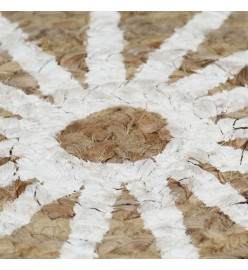 Tapis fait à la main Jute avec imprimé blanc 120 cm