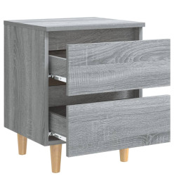 Tables de chevet pieds en bois 2 pcs Sonoma gris 40x35x50 cm