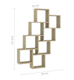 Étagère cube murale Chêne sonoma 90x15x119 cm Aggloméré