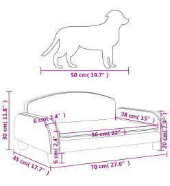 Lit pour chien gris clair 70x45x30 cm tissu