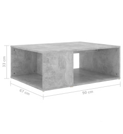 Table basse Gris béton 90x67x33 cm Aggloméré