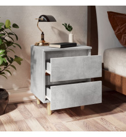 Tables de chevet pieds en pin 2 pcs Gris béton 40x35x50 cm