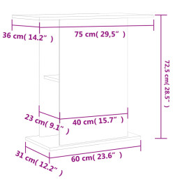 Support pour aquarium blanc brillant 36x75x72,5 cm