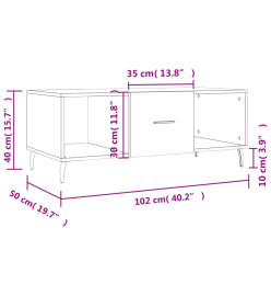 Table basse Blanc brillant 102x50x40 cm Bois d'ingénierie