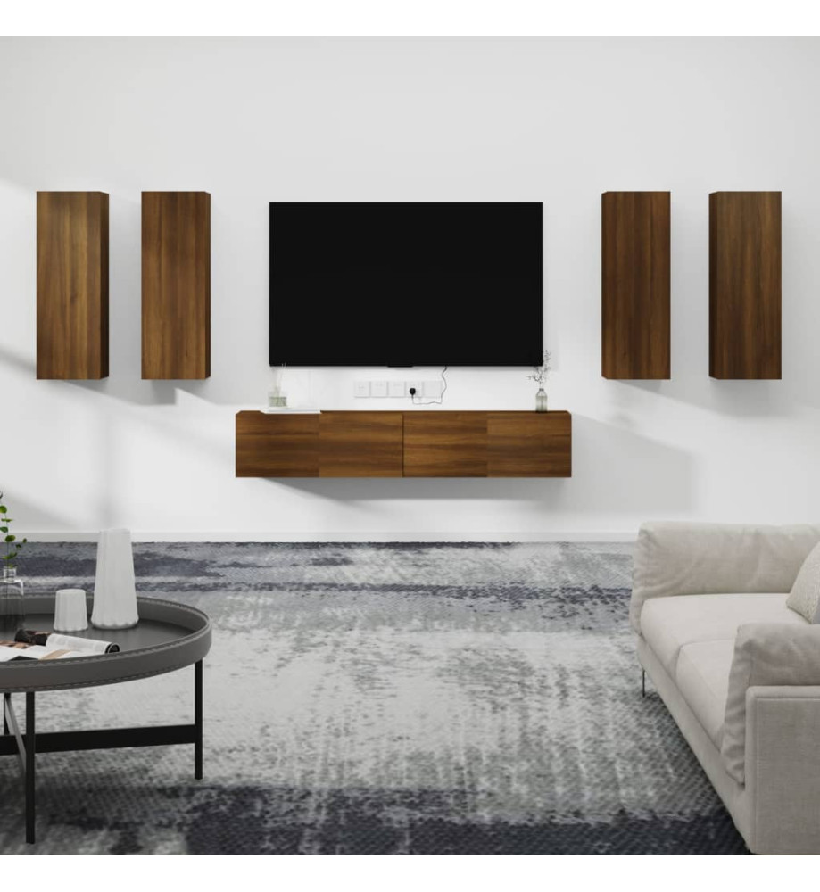 Ensemble de meubles TV 6 pcs Chêne marron Bois d'ingénierie