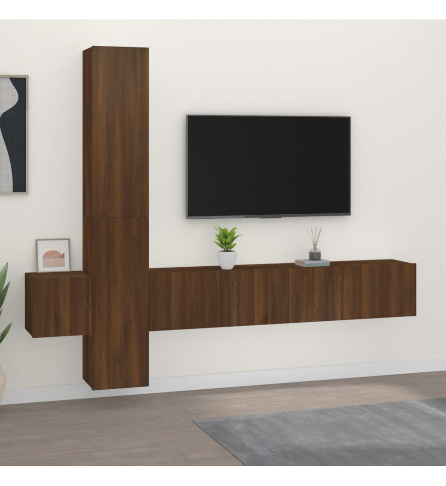 Ensemble de meubles TV 5 pcs Chêne marron Bois d'ingénierie