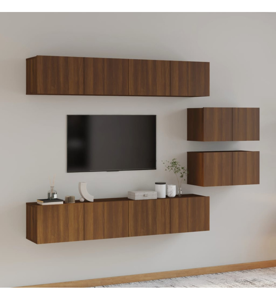 Ensemble de meubles TV 6 pcs Chêne marron Bois d'ingénierie