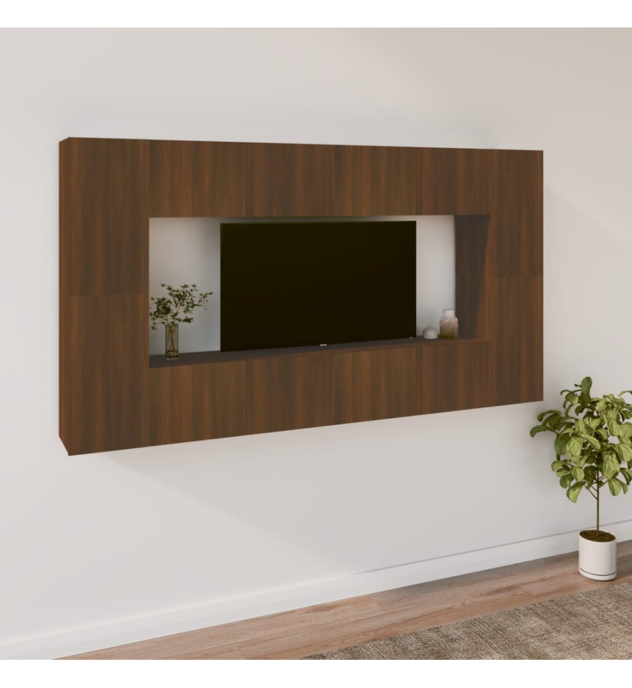 Ensemble de meubles TV 8 pcs Chêne marron Bois d'ingénierie