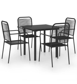 Mobilier à dîner d'extérieur 5 pcs Noir Verre et acier