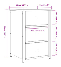 Table de chevet sonoma gris 40x36x60 cm bois d'ingénierie